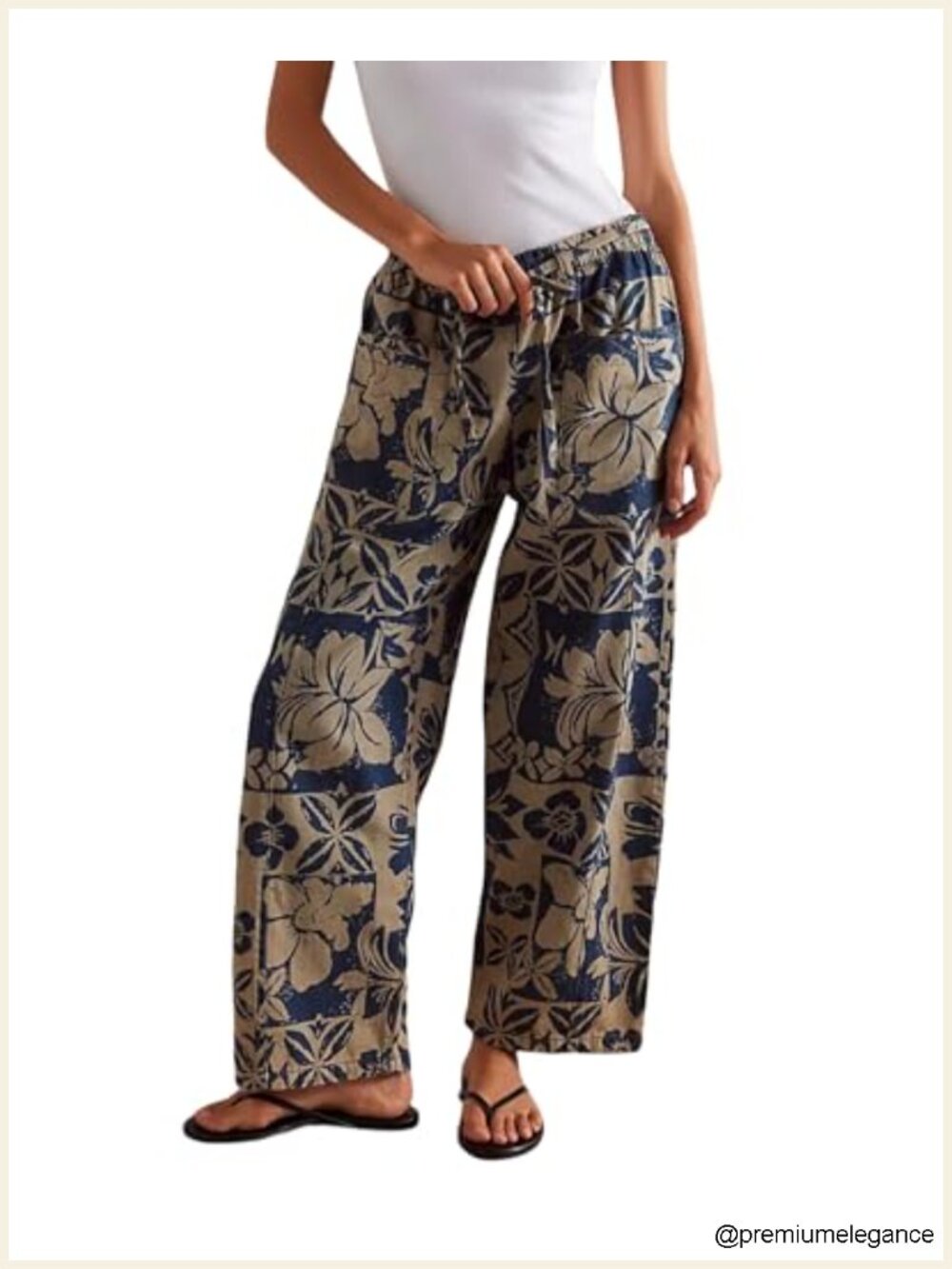 High Rise Wide Leg Baggy Boyfriend Ankle Pants with Pockets